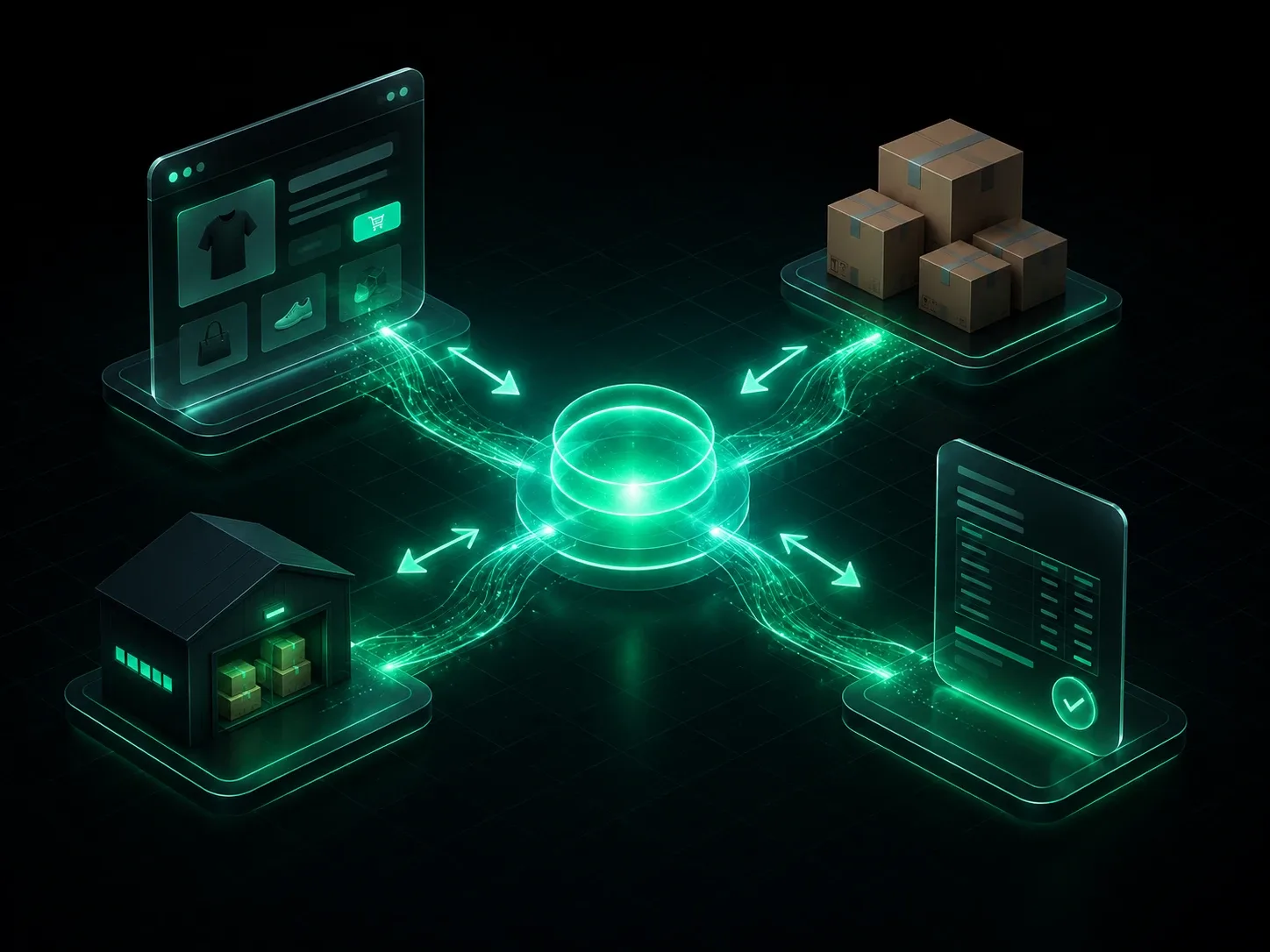 Integración de tienda online, marketplaces y ERP en Perú: hub central sincronizando tienda, almacén, despachos y facturación